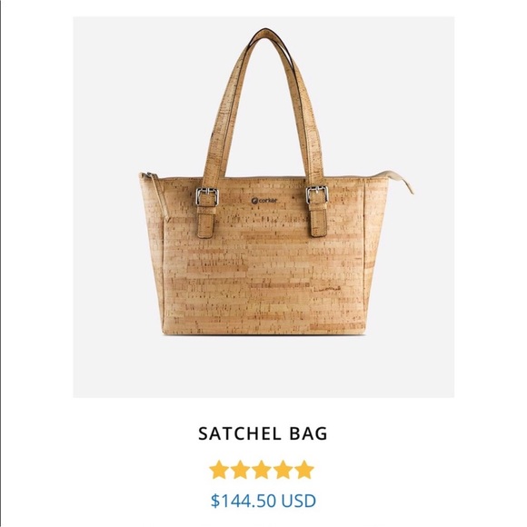 Corkor Handbags - Tan Corkor Satchel Bag made in Portugal Vegan Eco Friendly